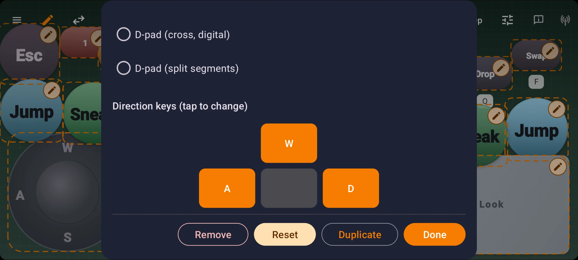 Map direction keys: D-pad cross vs split segments
